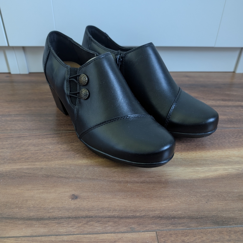Clarks Black Heeled Ankle Boots